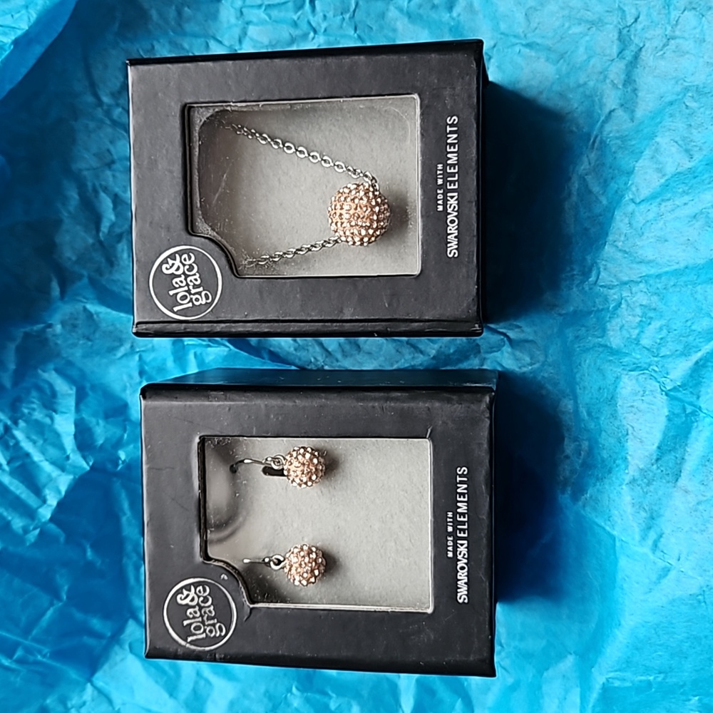 Pink Bling Earrings with matching necklace